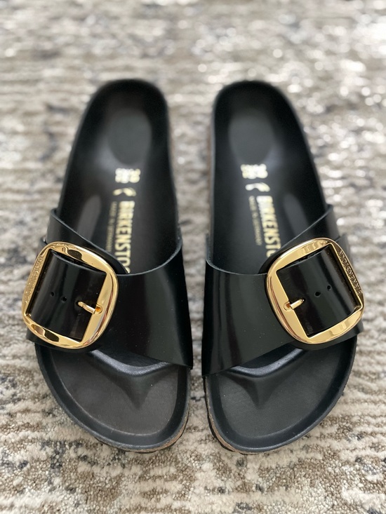 Birkenstock Shoes - Birkenstock Madrid Big Buckle Sandals Black Gold 39 Size 8